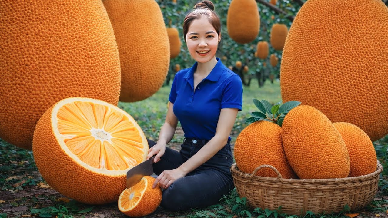 Harvesting over 1000kg of giant sweet orange JACKFRUIT for sale - Rural life