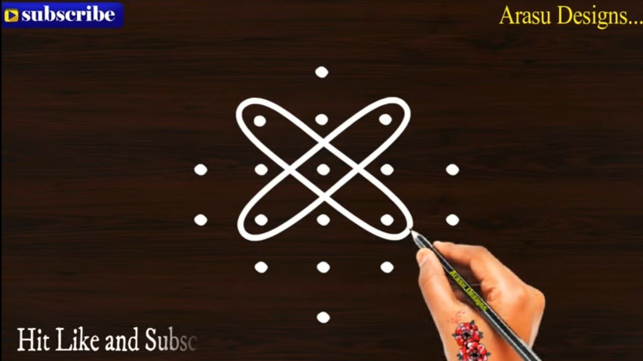 #Arasudesigns south indian special kolam, sikku kolam with 6 dot own creative kolam