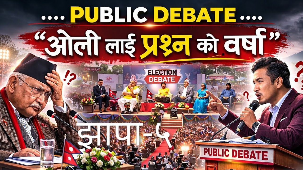 झापा-५ मा Public Debate! सबै उमेद्वारले गरे केपी ओली लाई प्रश्नै प्रश्न! बालेन र हर्क का उमेद्वार?