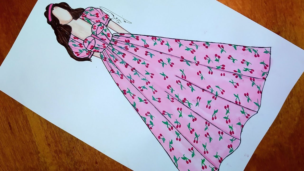 تعلم رسم فستان جميل خطوة بخطوة للمبتدئين | Comment dessiner une robe