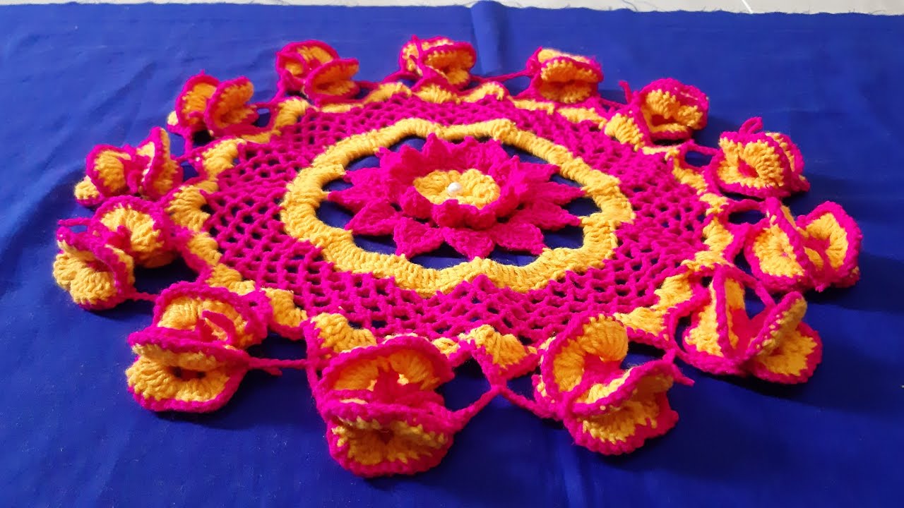 #फुलपाखरू रुमाल #butterfly doily #centrepiece #homedecore  #लोकरीचा रुमाल प्रकार - 51