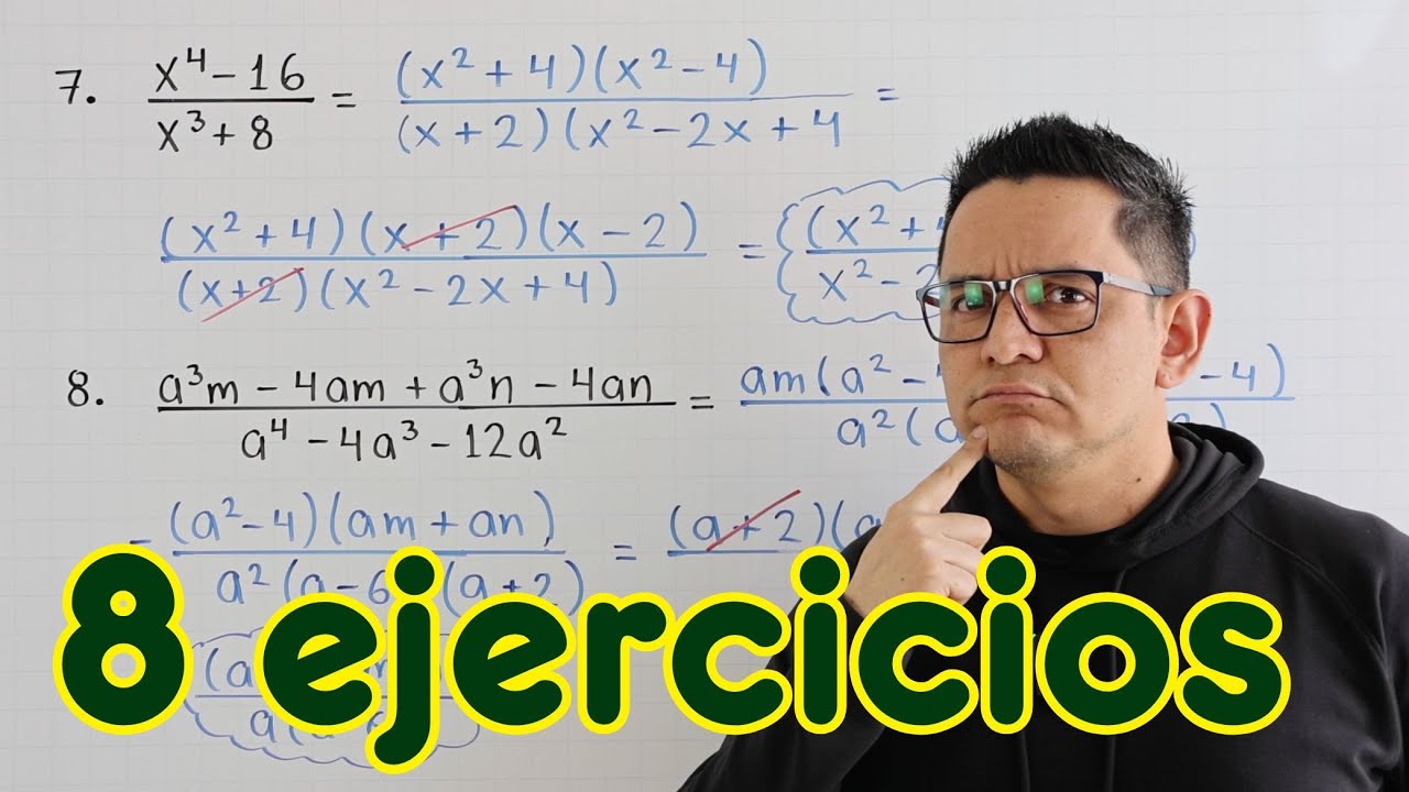 Simplificación de fracciones algebraicas | 8 ejercicios