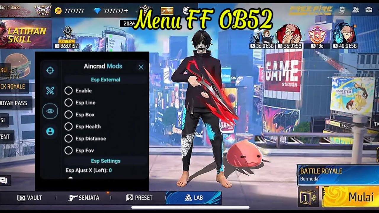 Hack FF OB52 | Menu Aincrad Mods Vip - Leo Rank Vip - Antiban - Cân Acc Chính - Link Ko Vượt 