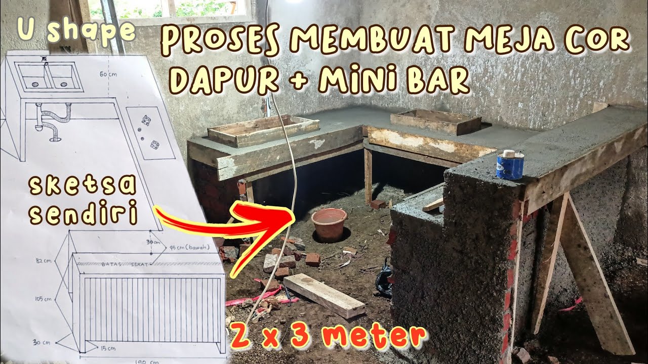 Meja Cor Letter U + Mini Bar dapur @rumah.atu || 2x3 meter beres 1 hari saja