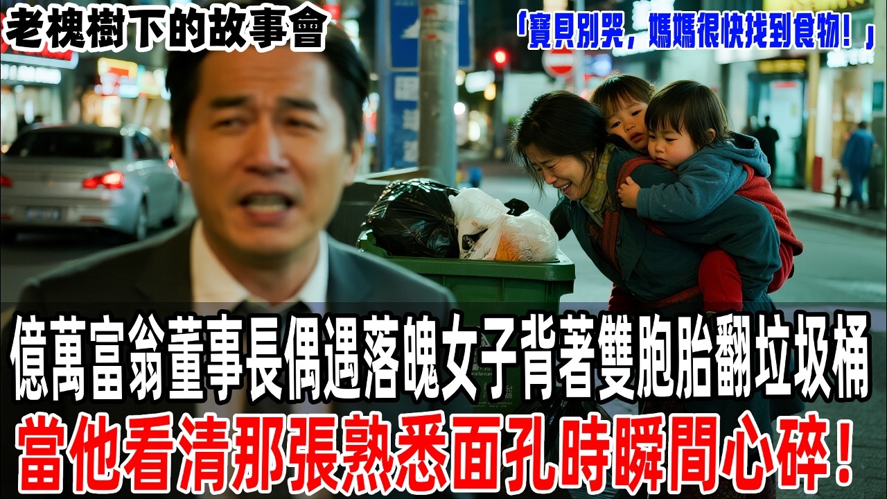 「寶貝別哭，媽媽很快找到食物！」億萬富翁董事長偶遇落魄女子背著雙胞胎翻垃圾桶，當他看清那張熟悉面孔時瞬間心碎！【老槐樹下的故事會】#情感故事 #老年生活 #人生感悟#故事#原創#爽文