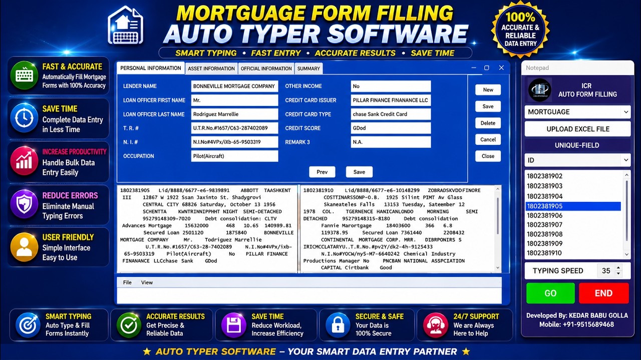 how to fill mortgage form filling auto typer software | Mortgage Data Entry Form Filling Auto Typer