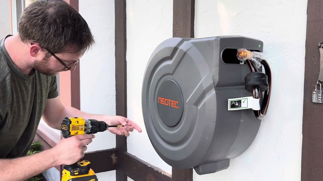 Retractable Hose Reel Installation - Wall-Mounted