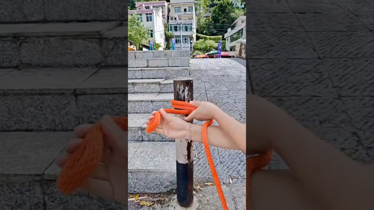 Простой трюк с завязыванием столба без усилий #знание #узел #веревка