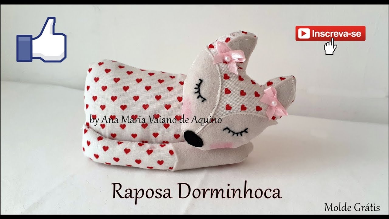 Raposa Dorminhoca com Molde e Passo a Passo