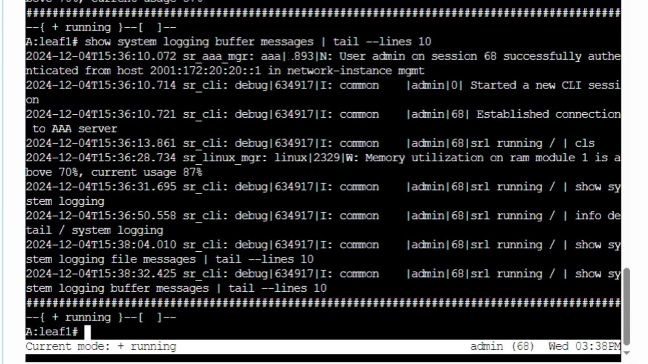 Nokia SR Linux Monitoring: Log Management