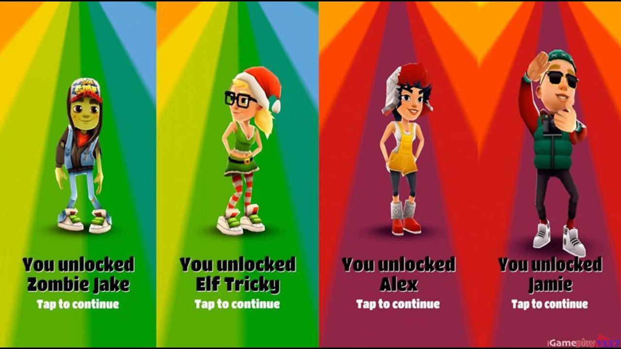Subway Surfers (2015) - Elf Tricky vs Zombie Jake vs Alex vs Jamie Character (REMAKE)