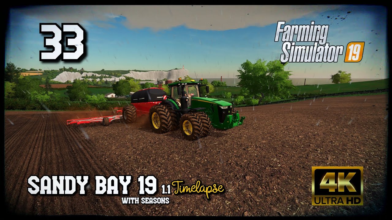 SOWING WINTER BARLEY/Ploughing/Cultivating/Sandy Bay 19v1 1 with Seasons/FS19 4K Timelapse