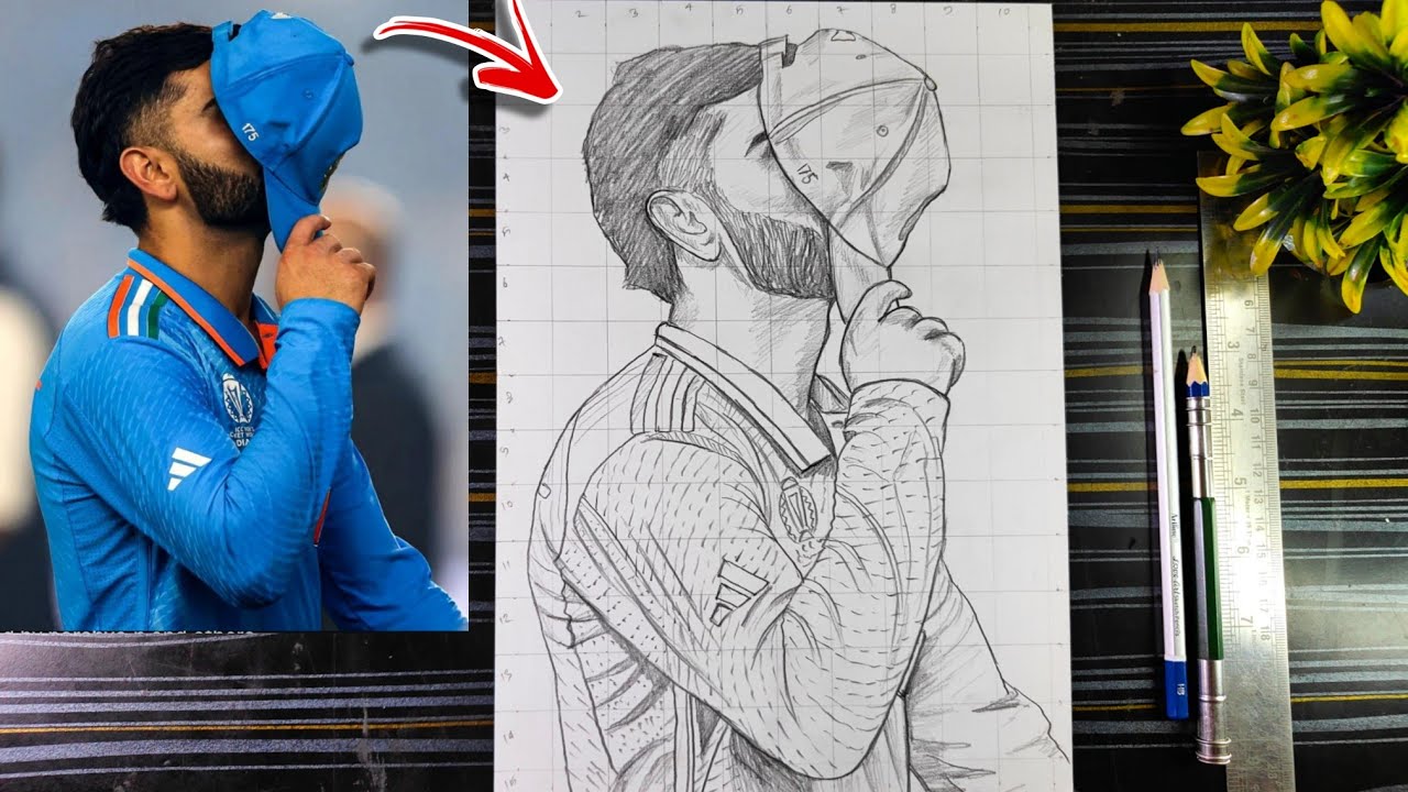 Virat Kohli Drawing Sad Moment💔🥲, How To draw Virat Kohli Pencil Sketch Step By Step, ODI World Cup