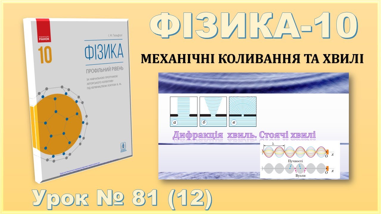 ФІЗИКА-10 | Урок 81 (12) | Дифракція хвиль. Утворення стоячих хвиль. Вузли та пучності