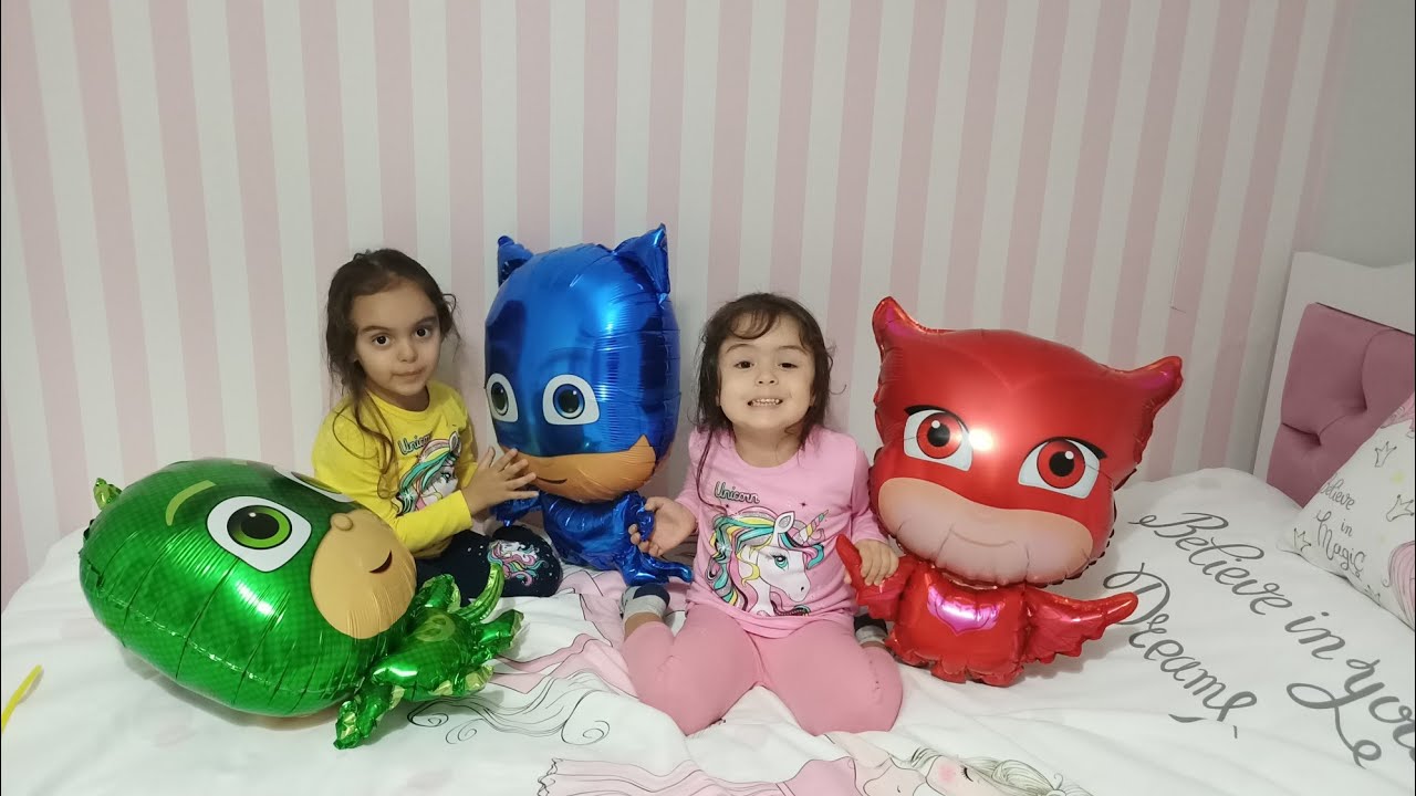 u&ccedil;an balon,pijamaskeliler balon,baykuş kız kertenkele ve kedi &ccedil;ocuk #balon #pijamaskeliler #pjmasks