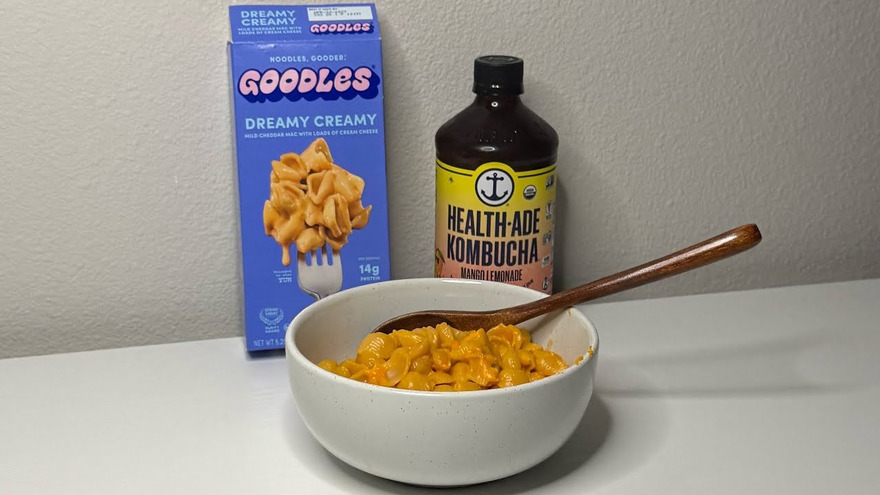 ASMR | Mild Cheddar Mac & Cheese Shells + Kombucha (Eating & Mouth Sounds)