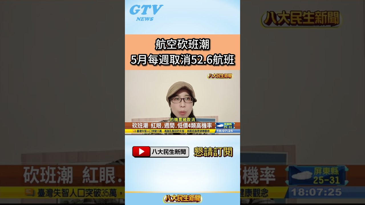 #shorts 航空砍班潮 5月每週取消52.6航班 @gtvnews27