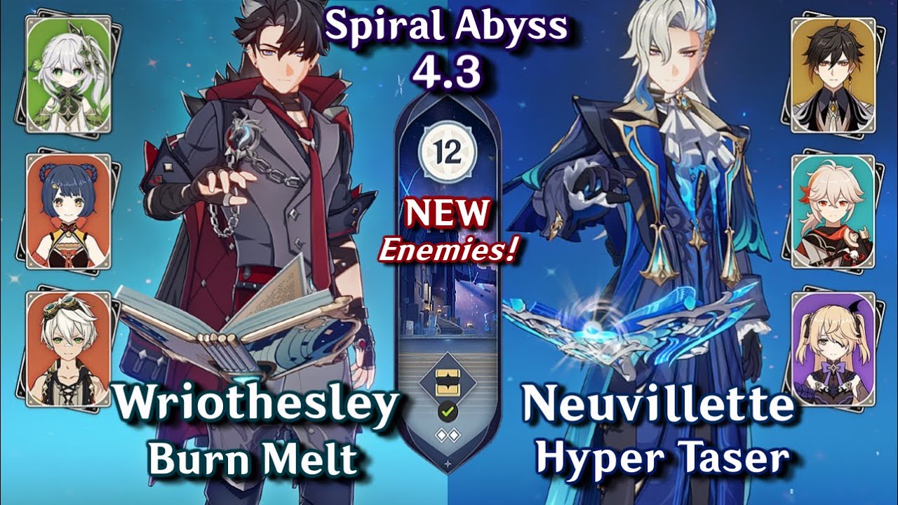 C0 Wriothesley Burn Melt & C0 Neuvillette Hyper | NEW Spiral Abyss 4.3 Floor 12 9⭐ - Genshin Impact