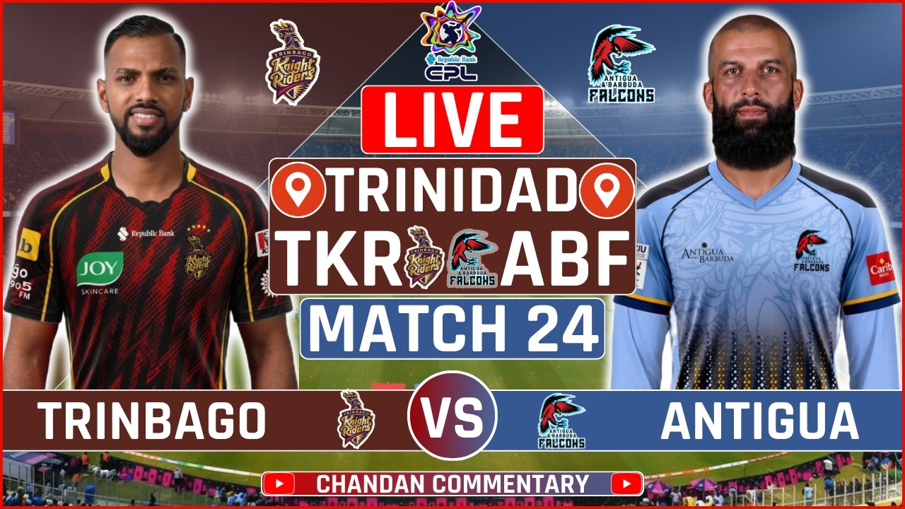 Trinbago Knight Riders vs Antigua and Barbuda Falcons Live Score | TKR vs ABF Live Audio Commentary