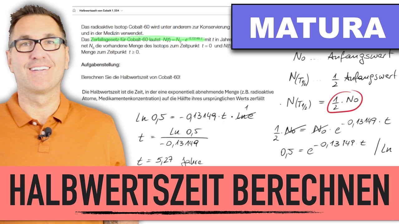 Zerfallsgesetz | Exponentialfunktion | Halbwertszeit von Cobalt 1_554 |