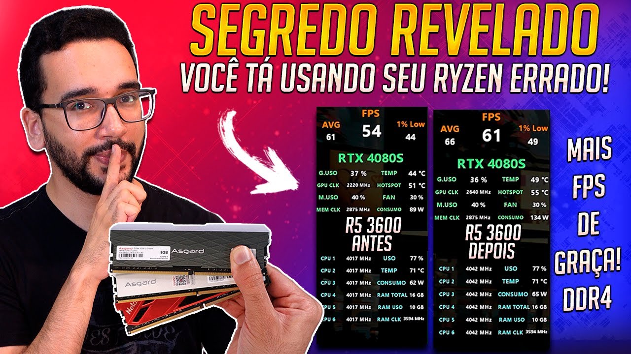 Maior DESEMPENHO de GRA&Ccedil;A DDR4 ! Como melhorar QUALQUER MEM&Oacute;RIA! Asgard, Juhor, Gloway, Cuso, etc