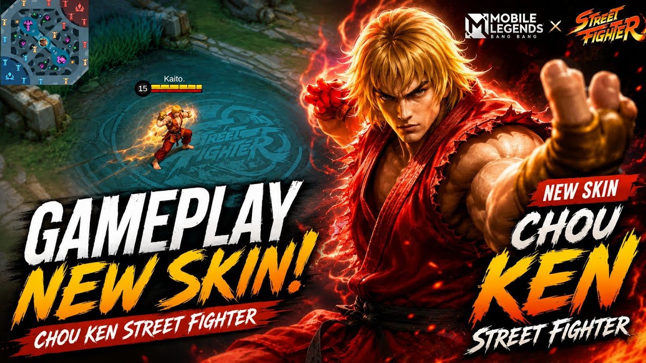 Full gameplay new skin Chou street fighter | Mobile Legends 