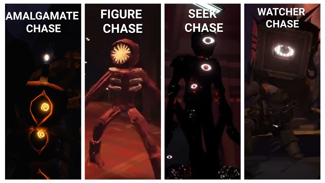 The Foundation 4 Different Enemies Chase Scene | Amalgamate vs Figure vs Seek vs Watcher.