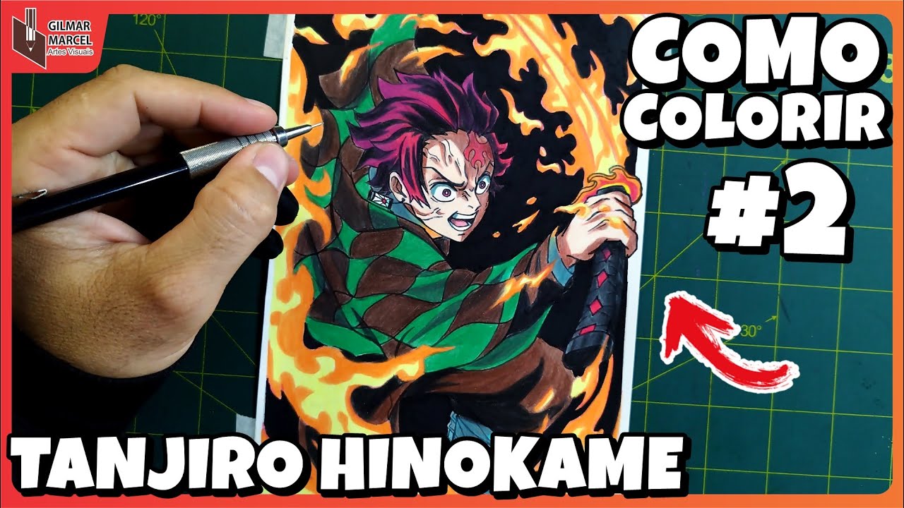 COMO DESENHAR O TANJIRO COM HINOKAME KAGURA DEMON SLAYER PASSO A PASSO #2