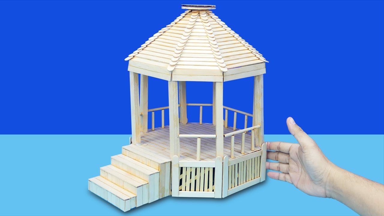 Amazing Build Cute Gazebo From Popsicle Sticks! Satisfying Mini Crafts
