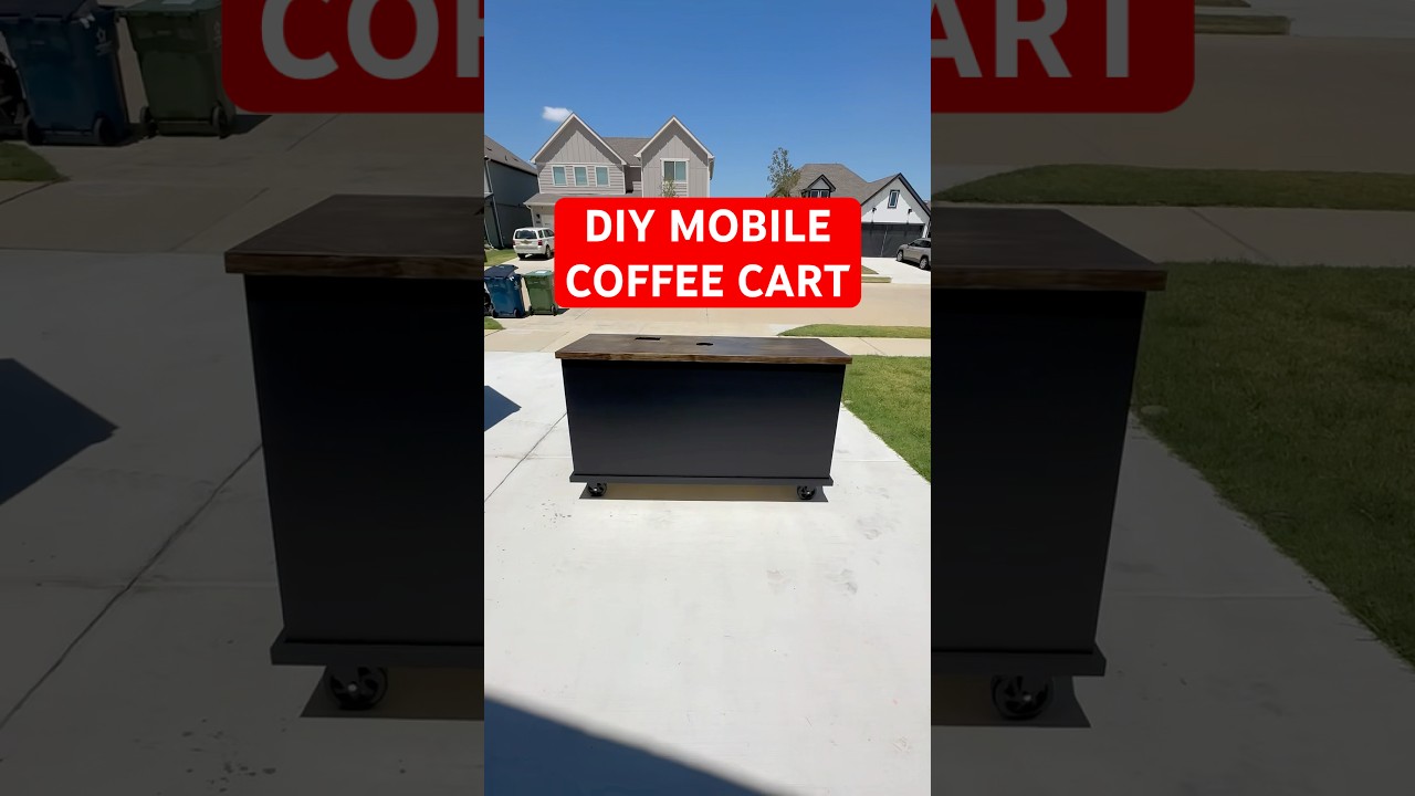 Custom All Black Mobile Coffee Cart w/ Walnut Top | Perfect for Any Coffee Setup