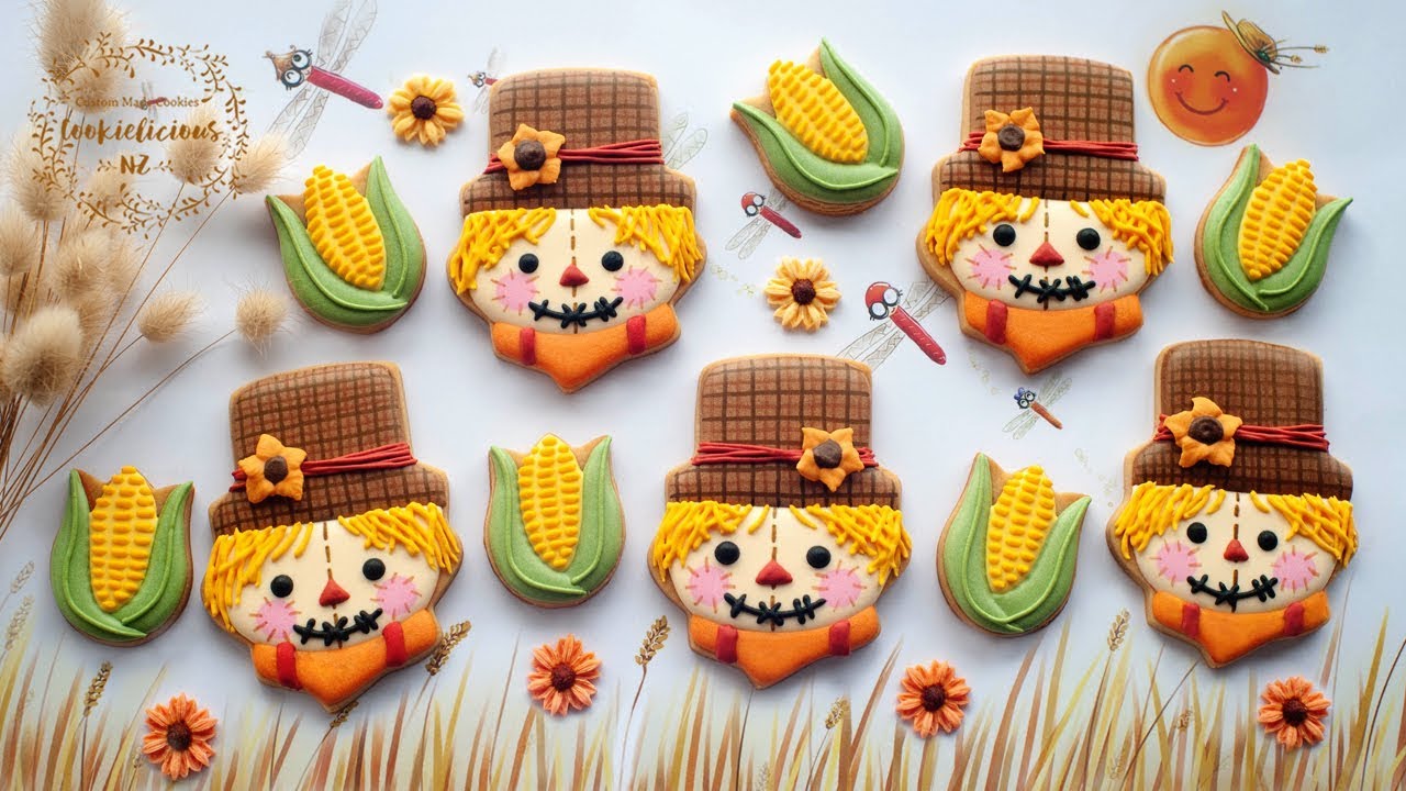 How to make SCARECROW & Mini CORN cookies ~ by using repurposed cookie cutters!