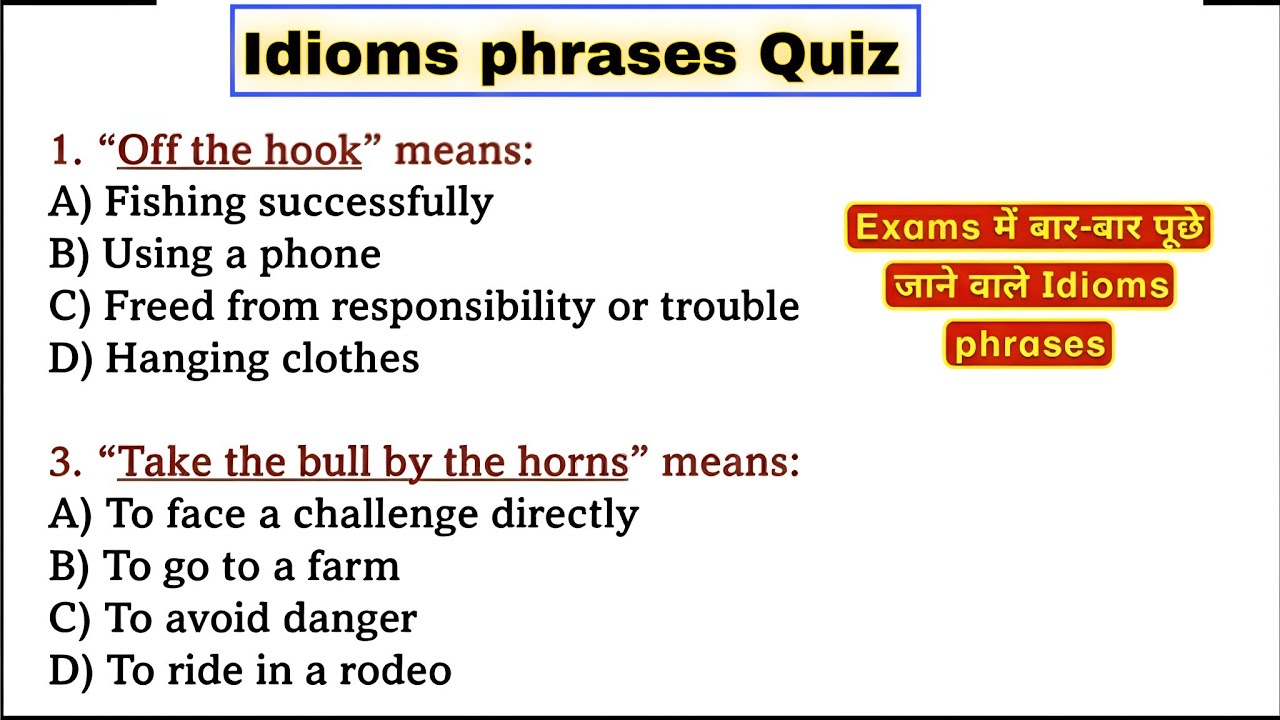 Idioms & Phrases Quiz | Exam-Oriented MCQs | SSC CGL CHSL MTS TGT PGT EMRS