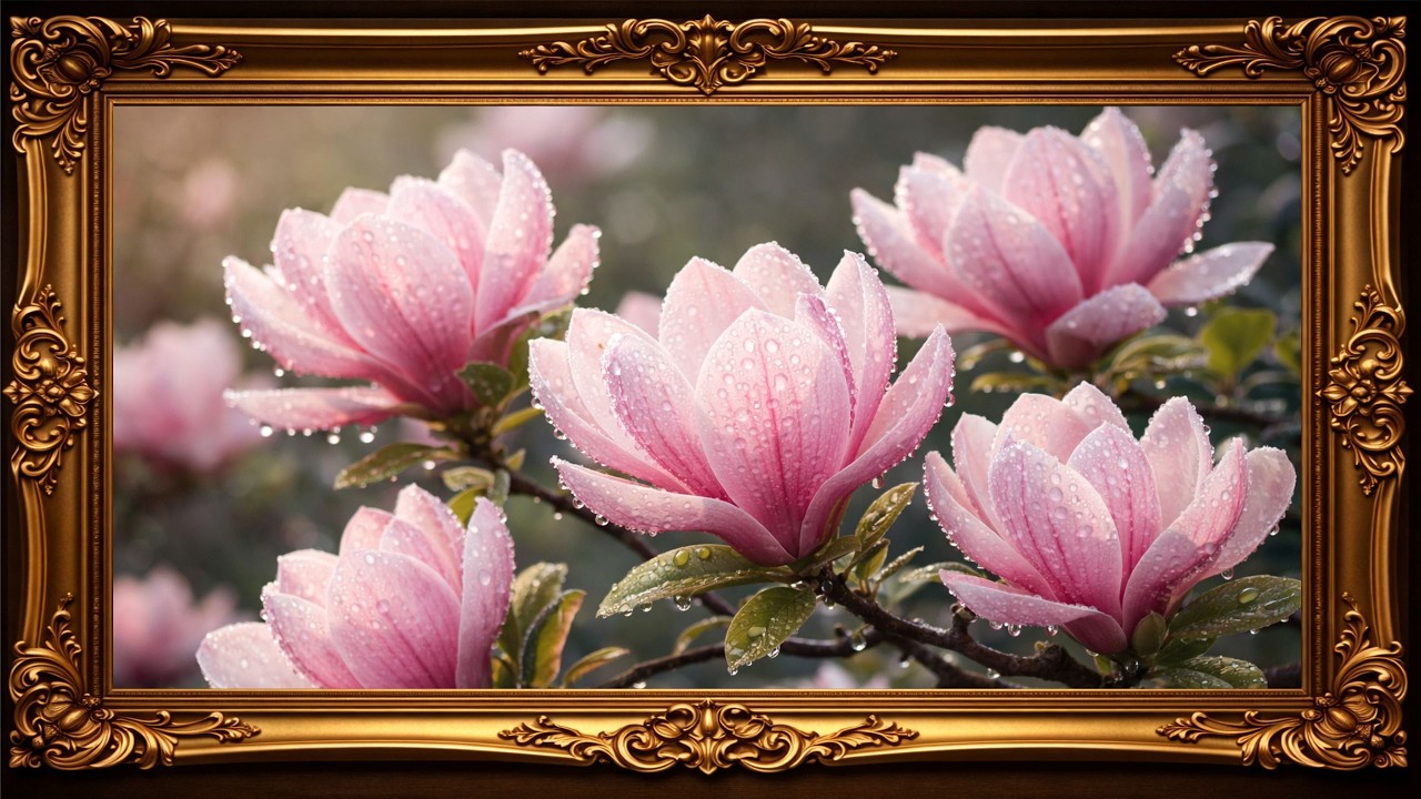 Magnolia Flowers Oil Painting 🌸 | Elegant Frame TV Art for Luxury Home Ambience (4K)