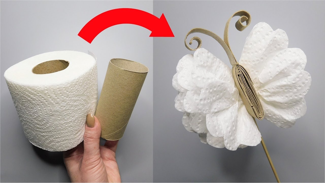 Easy Paper Butterfly Craft DIY 💫 Cheap Home Decor Tutorial 💚 Toilet Paper Roll Recycling Idea