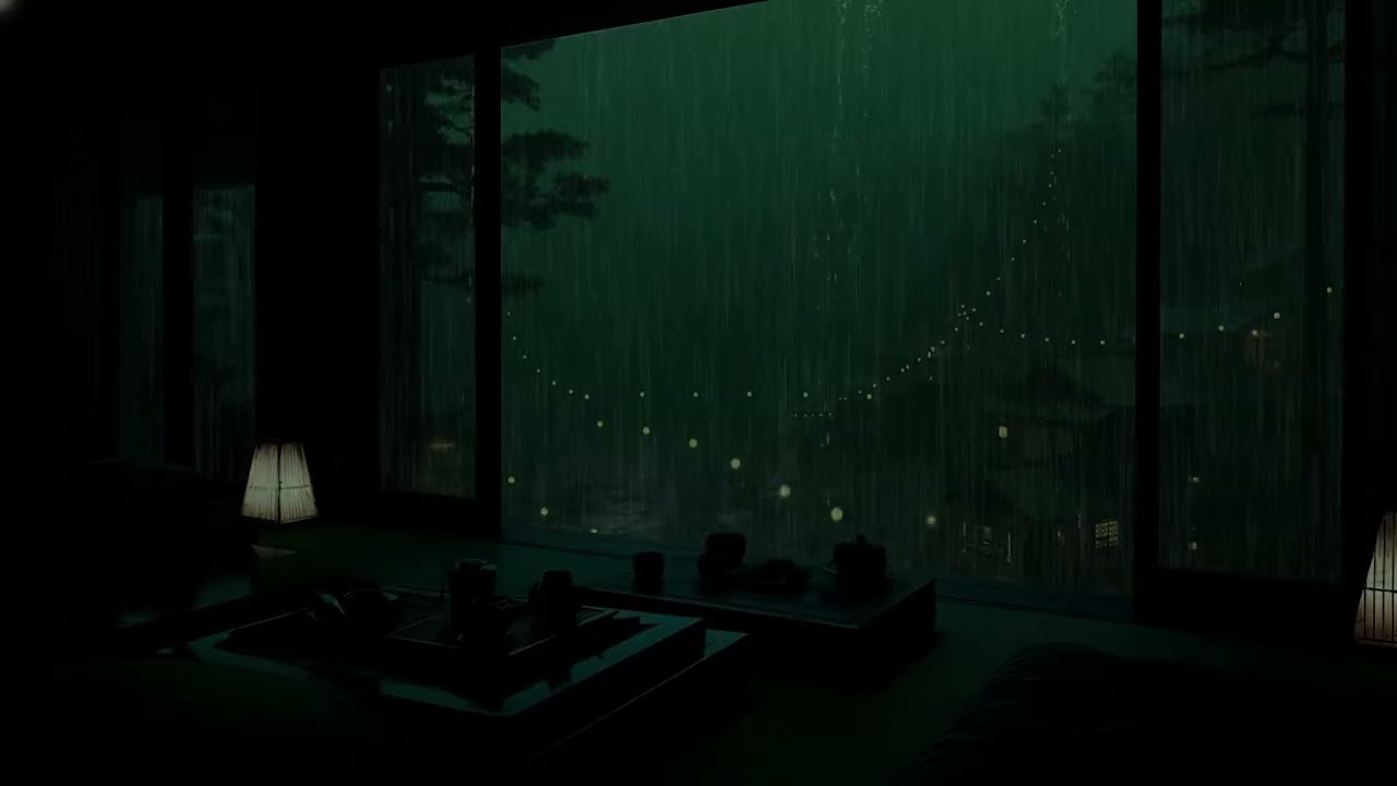 Rain on Window in Cozy Cabin 🌧️ Deep Sleep Rain Sounds • Dark Screen • No Ads • 3 Hours