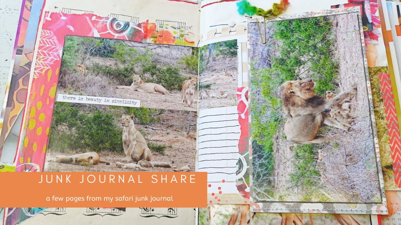 A chatty junk journal share; a few pages of my safari junk journal - enjoy!