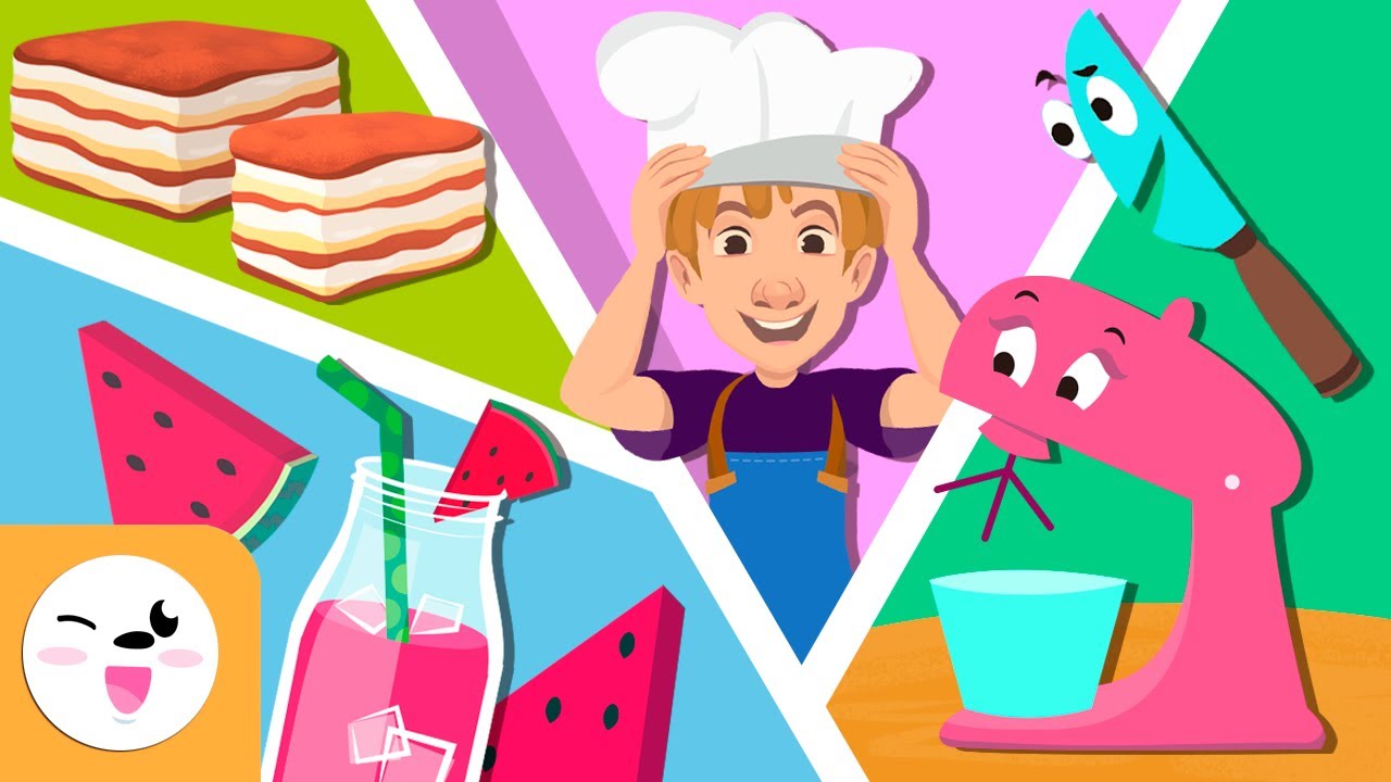 COOKING FOR KIDS ‍🍳🍉 Verbs, Vocabulary and Recipes 👩🏻‍🍳 Compilation