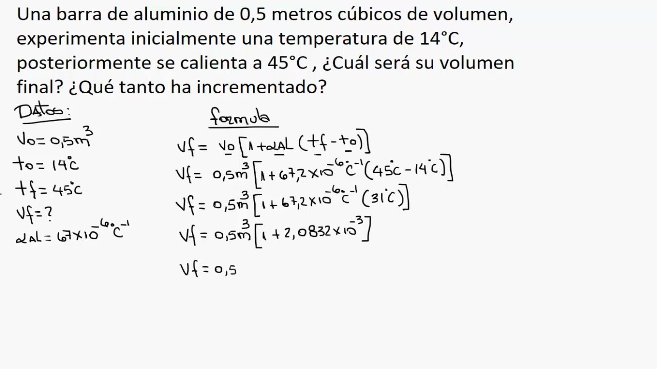 Dilatación Cubica o Volumétrica / Explicación / Ejercicio resuelto 01