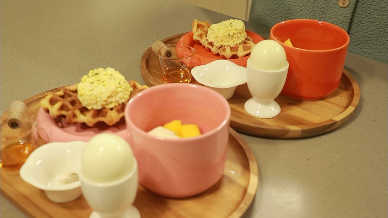 초등학생 아침밥 아들을 위한 아침 Breakfast for kids #크로플 #에그마요 #당근사과주스