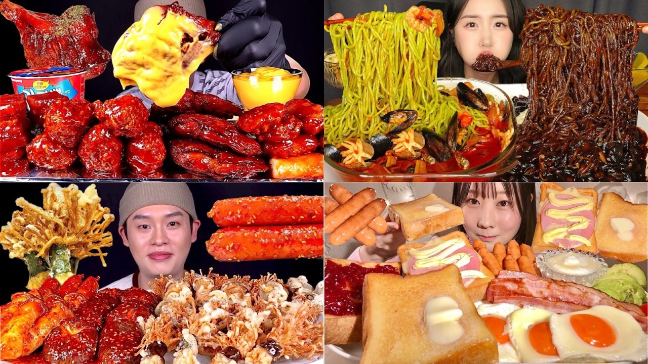 EXTREME Korean Mukbang Feast | Giant Black Bean Noodles, Cheesy Fire Chicken & Crispy Street Food