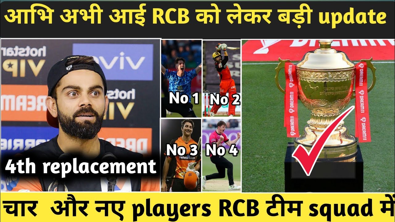 IPL 2021:4 Big Replacement of Royal challengers bangalore(RCB)forRCB sqaud||RCB update||RCB news||