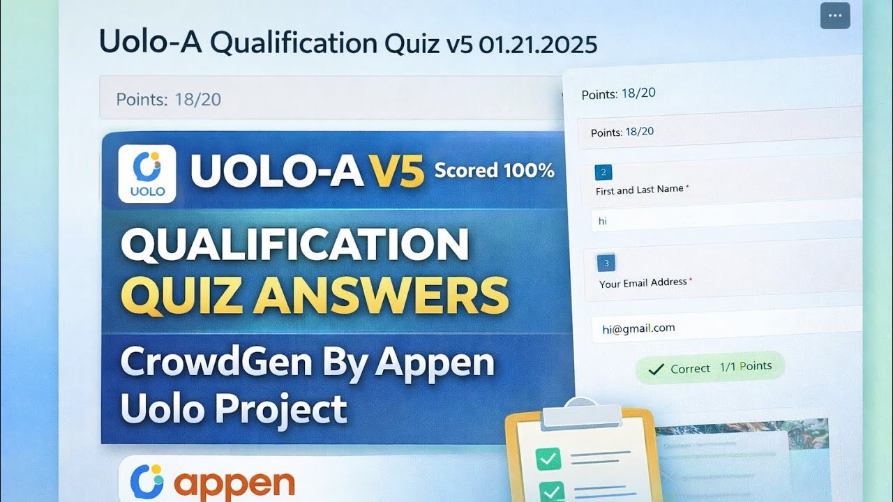 UOLO Project V5 Qualification Quiz Answers | CrowdGen Task Answers | #Teapot #PQ #UOLO#Freelancing