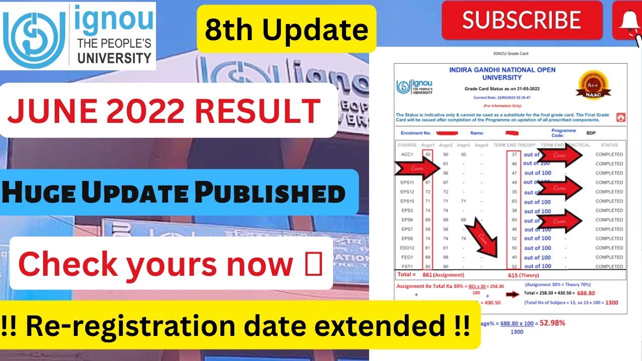 {Breaking News } IGNOU JUNE Exam 2022 Result Big Update Published | Result 8th Update Published |