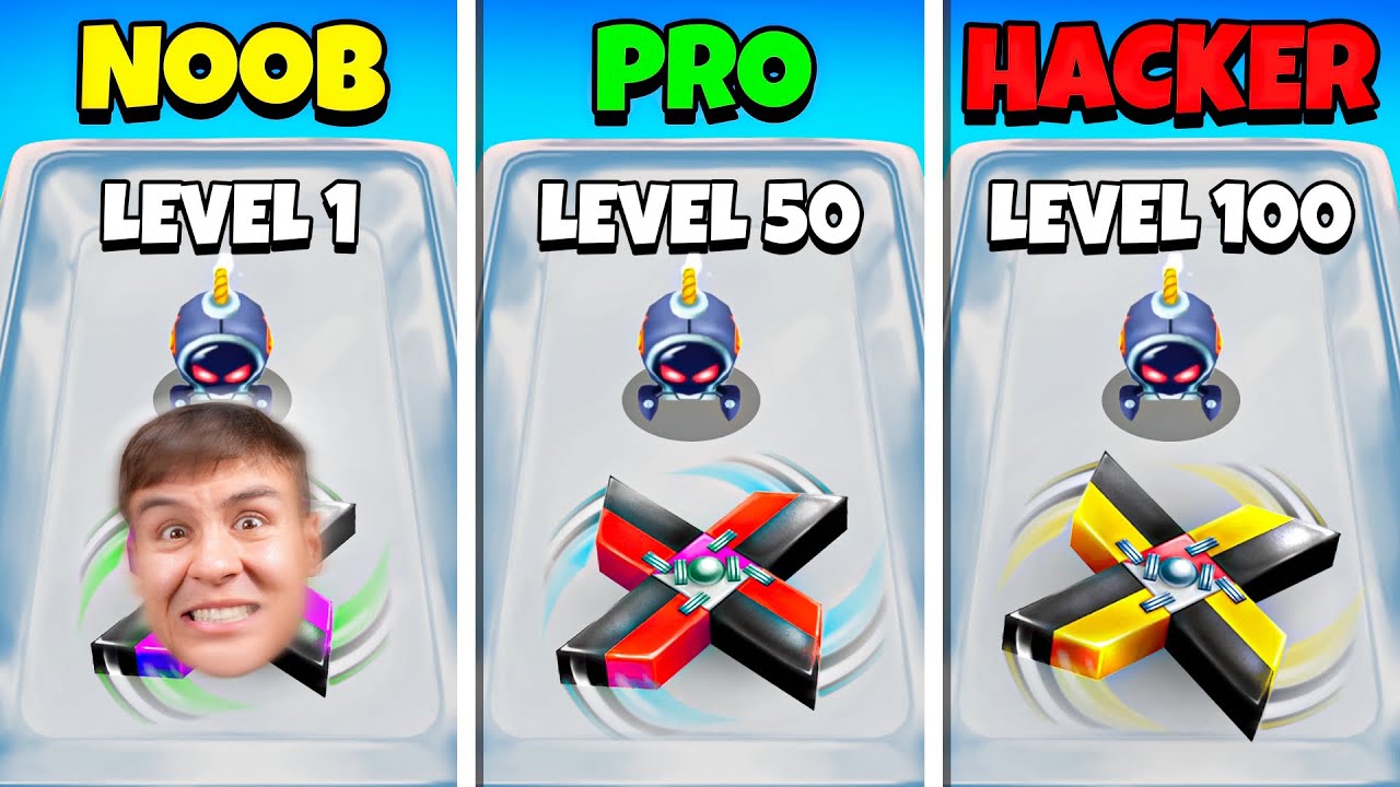 NOOB vs PRO vs HACKER Beyblade! - Spinning Rubber Master