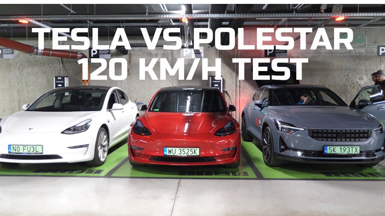 Tesla Model 3 vs Polestar 2 - test zasięgu przy 120km/h (real life 120 km/h range test)