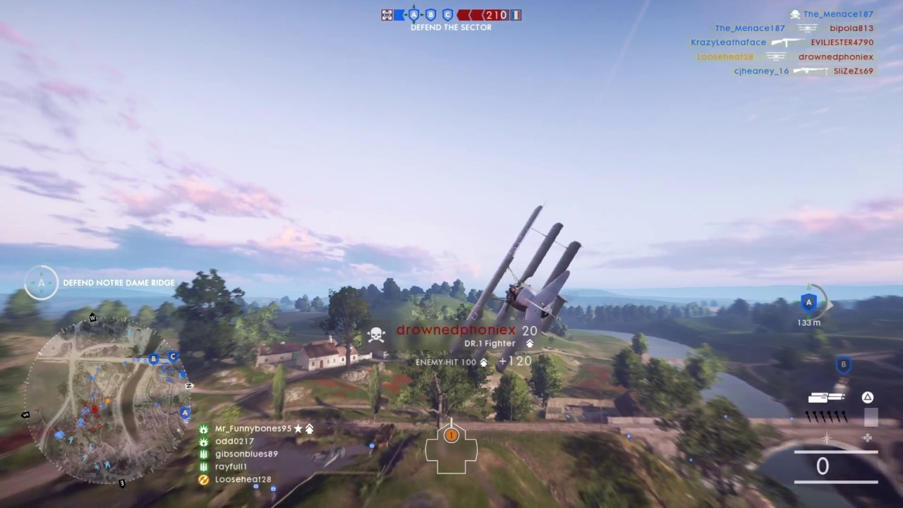 Battlefield 1  Ten man strafe run with trench fighter.