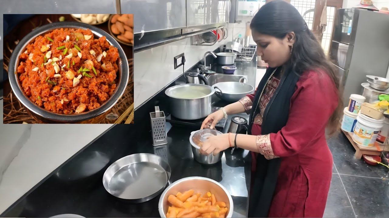 Husband  ji ke liye gajar  ka halwa banayi  🤩#vlog 