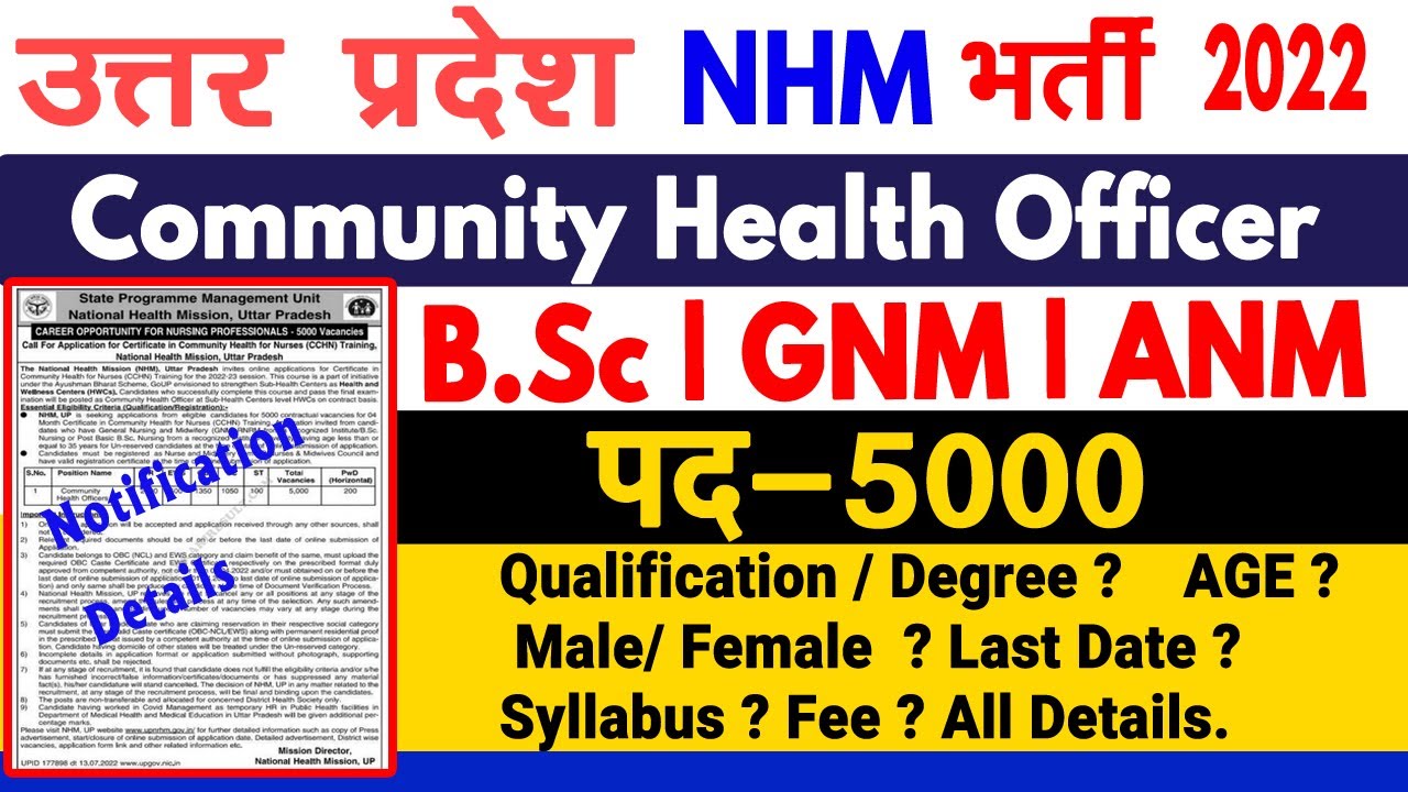 UPNHM New Vacancy 2022-23 | UPNHM CHO New Bharti | 5000 NHM New Vacancy | UP NHM नर्स भर्ती 2022