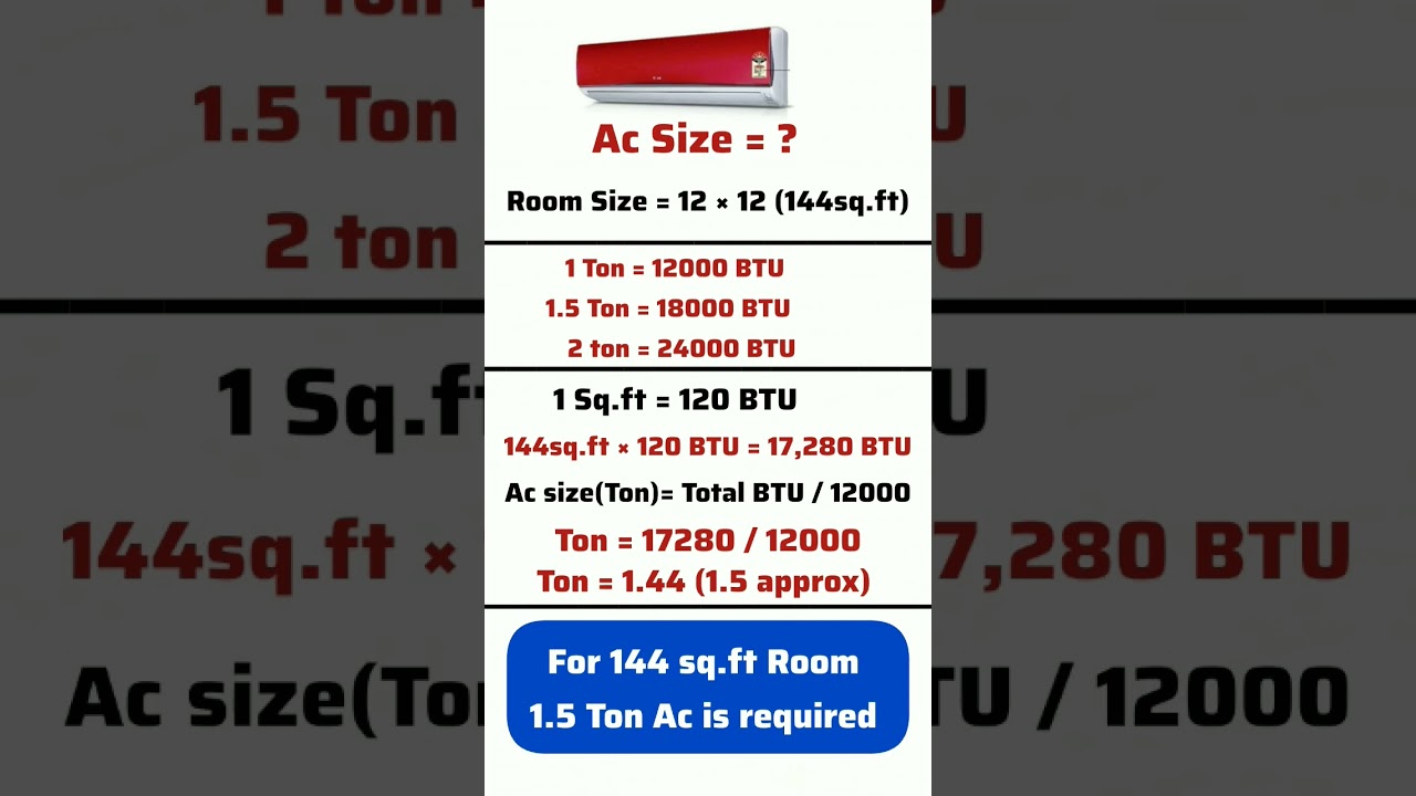 Ac size calculation for room @electricalworklearneasy #electricalwork  #housewiring #airconditioner