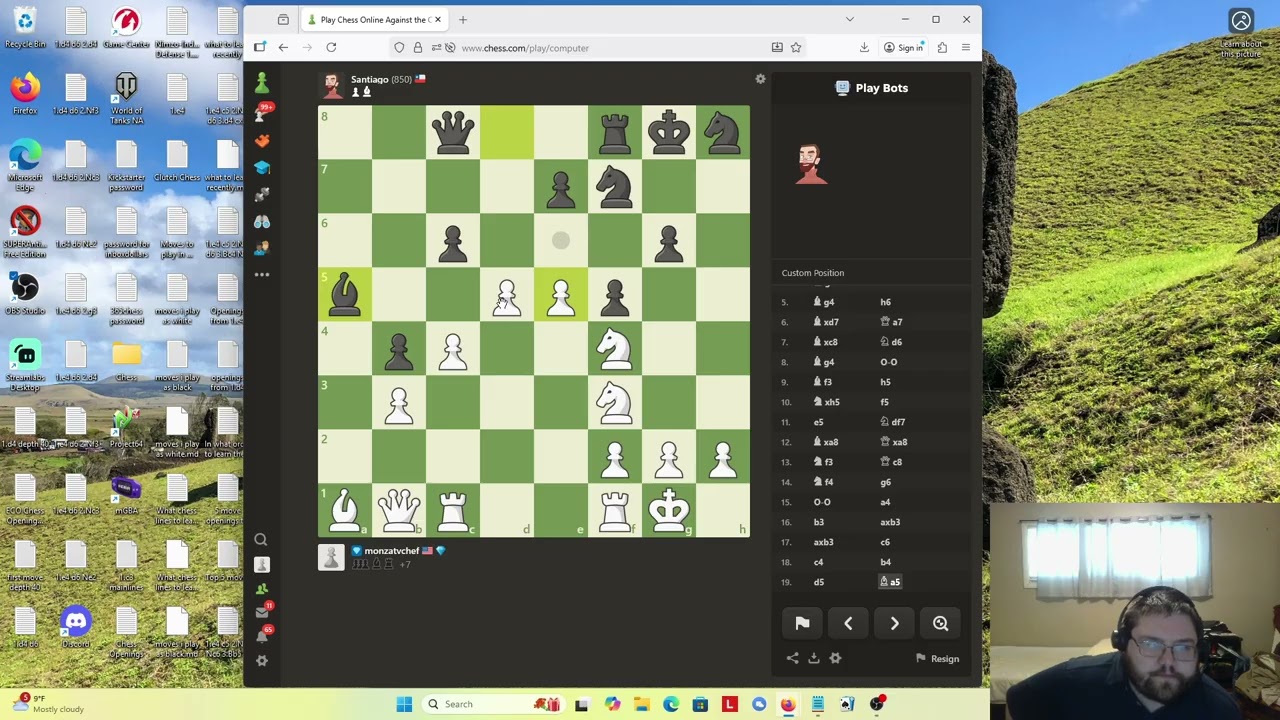 #12 Playing Chess 960 Against the bots!! Next opponent is Santiago!!